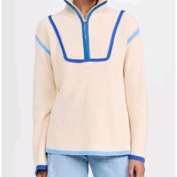 English Factory Sweater Contrast Trim Piping 1/4 Zip Collared Neck Size S... - Picture 6 of 12